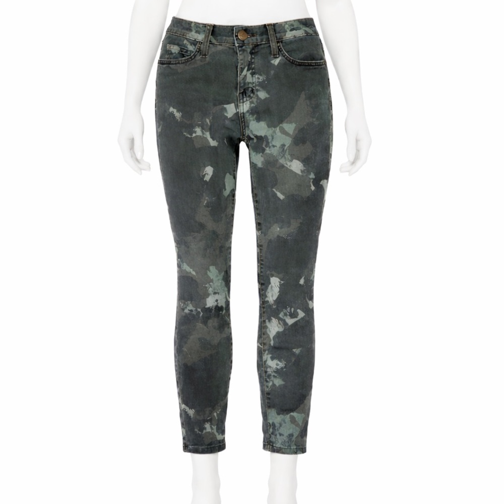 CURRENT/ELLIOTT Stiletto Skinny Jeans Army Green Watercolor Camo Size 30 Cropped - Picture 8 of 10